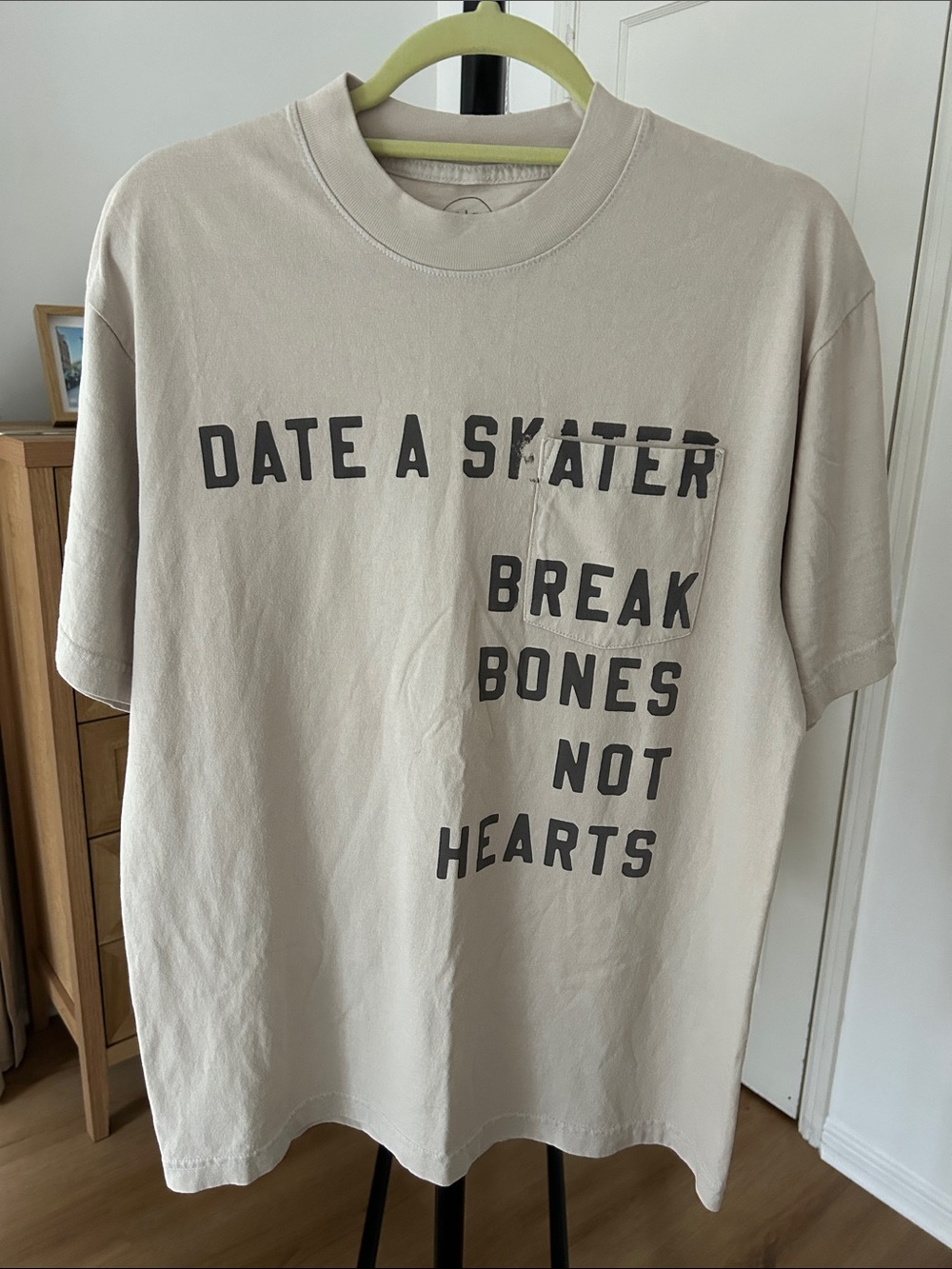 New Victoria White Skater Pocket Tee. 100% cotton. Size Small. PTP 20”